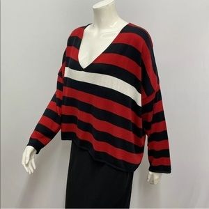 Planet Sweater Top Black Red and White Stripes Pima Cotton & Modal OSFA One Size